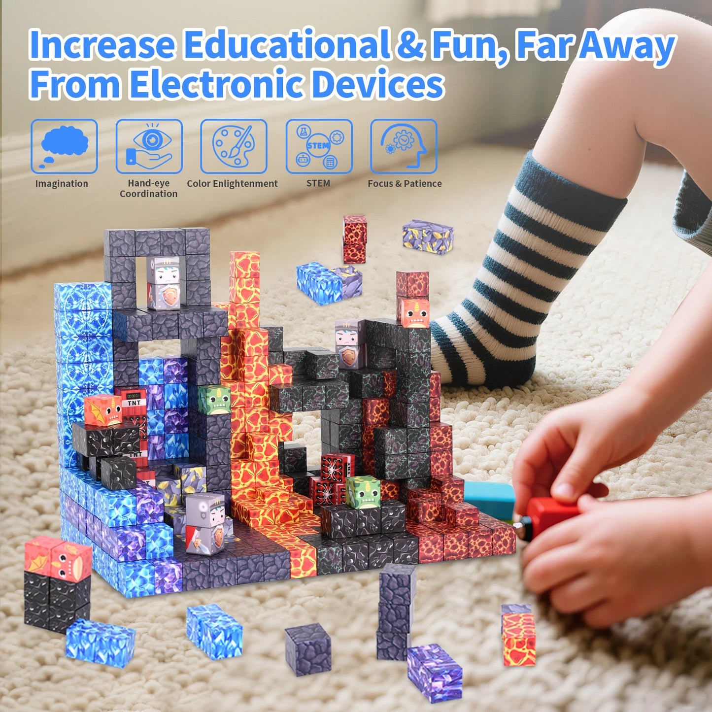 1pc random set of 100-piece small multi-color magnetic building toys. These are highly educational toys that enhance concentrati